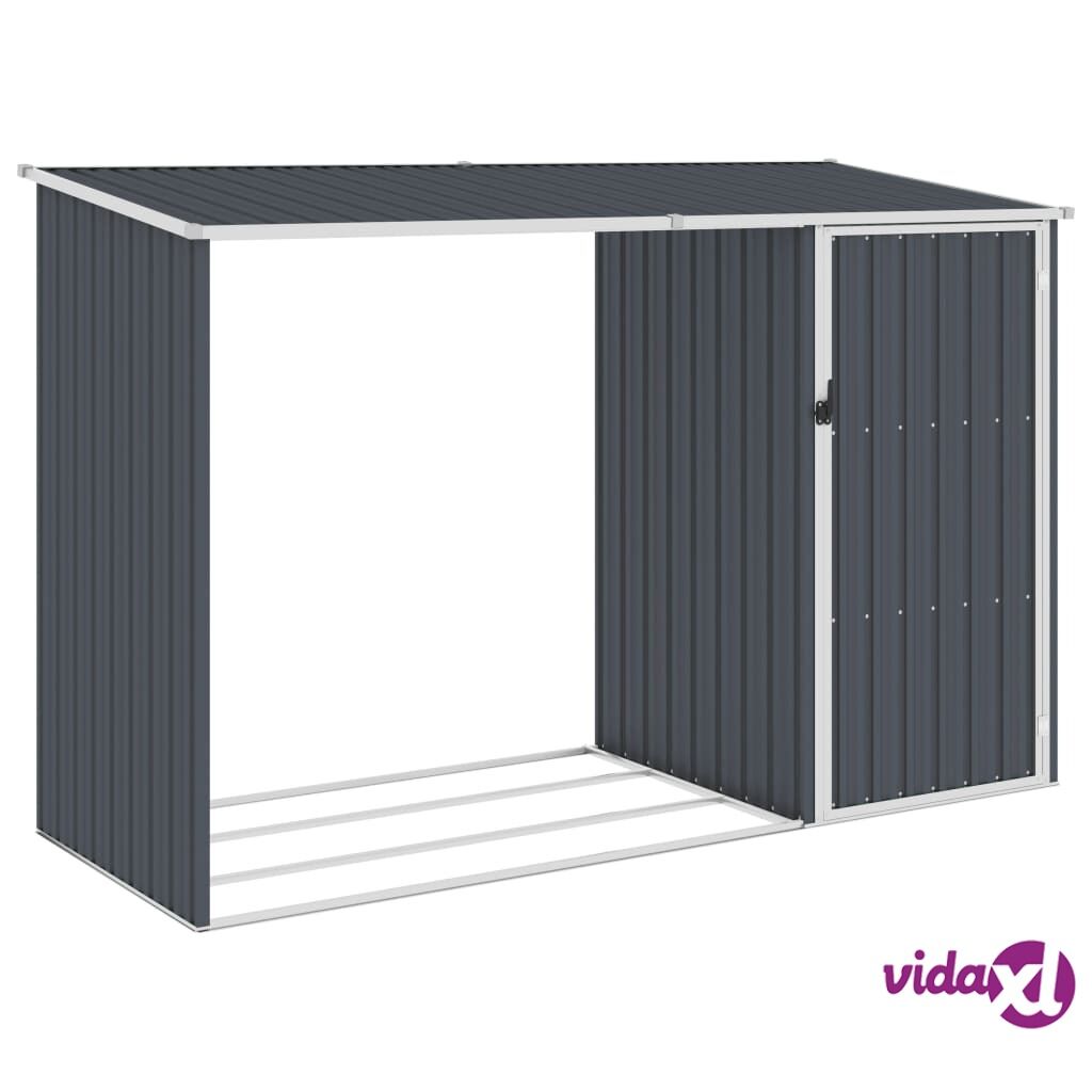 vidaXL Garden Firewood Shed Anthracite 245x98x159 cm Galvanised Steel