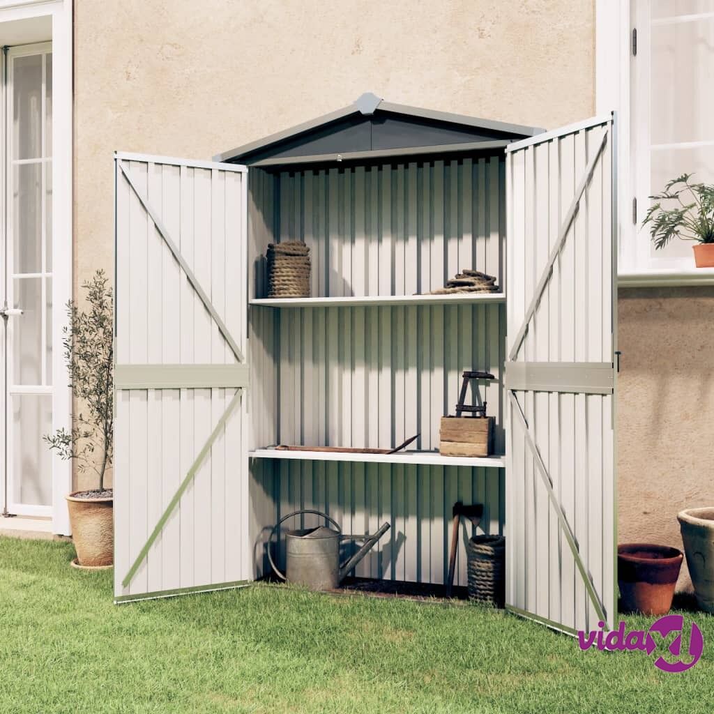 vidaXL Garden Shed Grey 107.5x46x183 cm Galvanised Steel