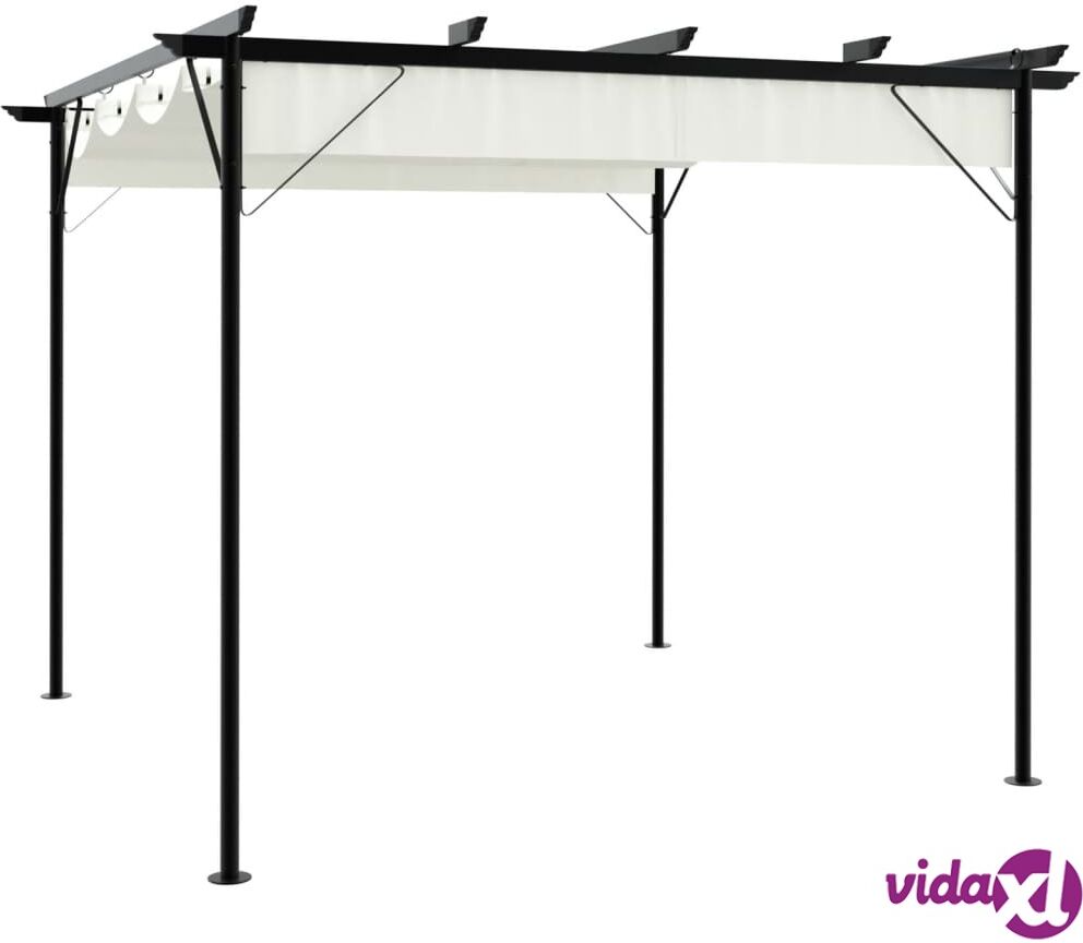 vidaXL Pergola with Retractable Roof Cream White 3x3 m Steel