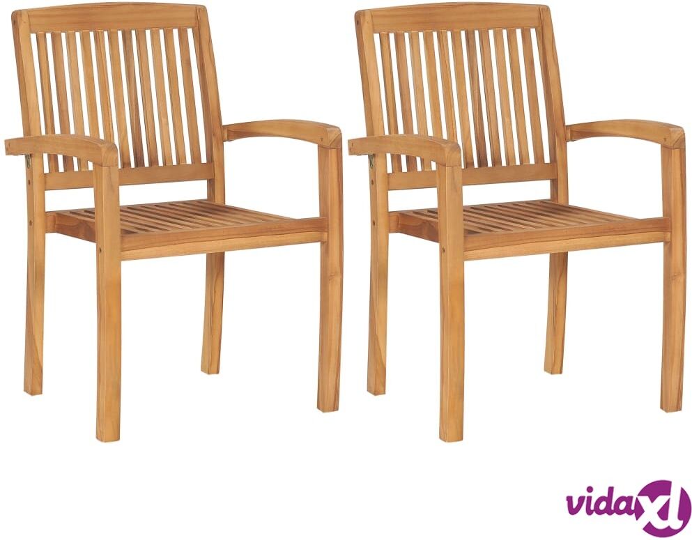 vidaXL Stacking Garden Dining Chairs 2 pcs Solid Teak Wood