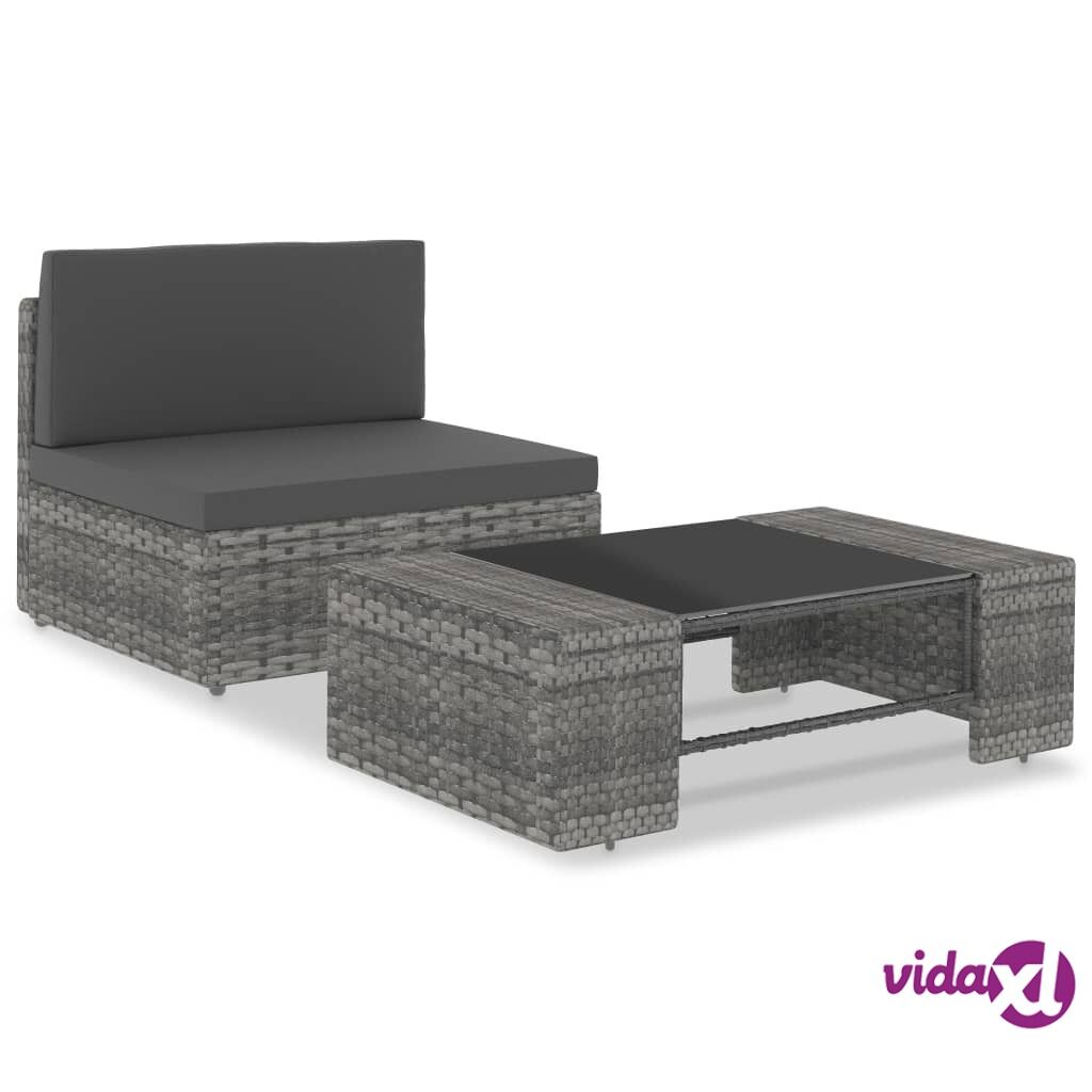 vidaXL 2 Piece Garden Lounge Set Poly Rattan Grey