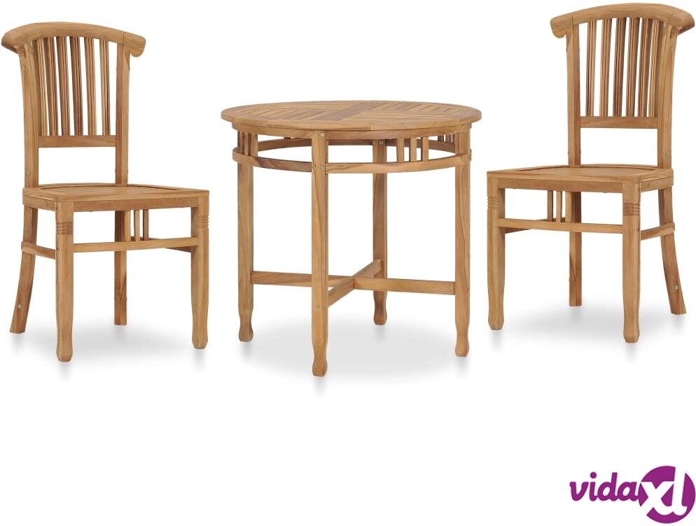 vidaXL 3 Piece Garden Dining Set Solid Teak Wood