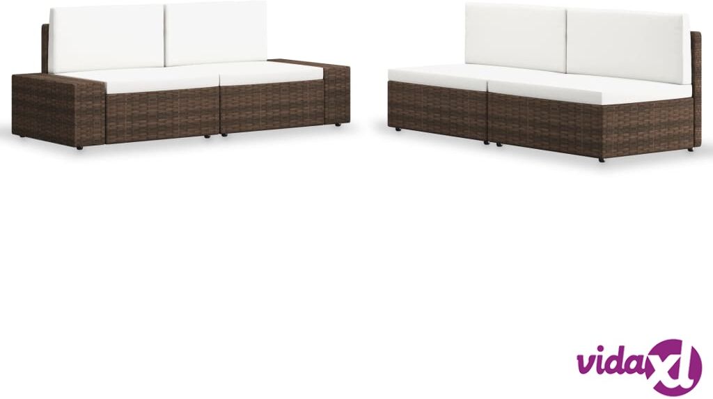 vidaXL 4 Piece Garden Lounge Set Poly Rattan Brown