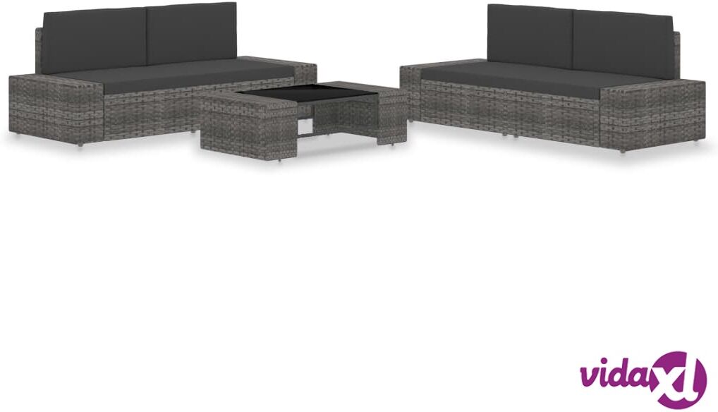 vidaXL 5 Piece Garden Lounge Set Poly Rattan Grey