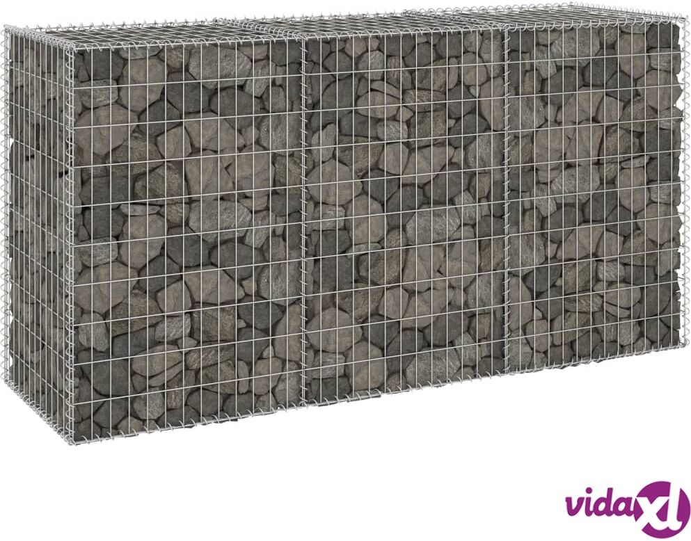 vidaXL Gabion Wall with Covers Galvanised Steel 200x60x100 cm