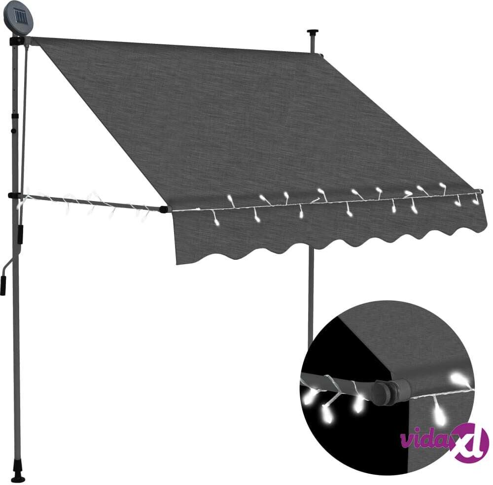 vidaXL Manual Retractable Awning with LED 200 cm Anthracite