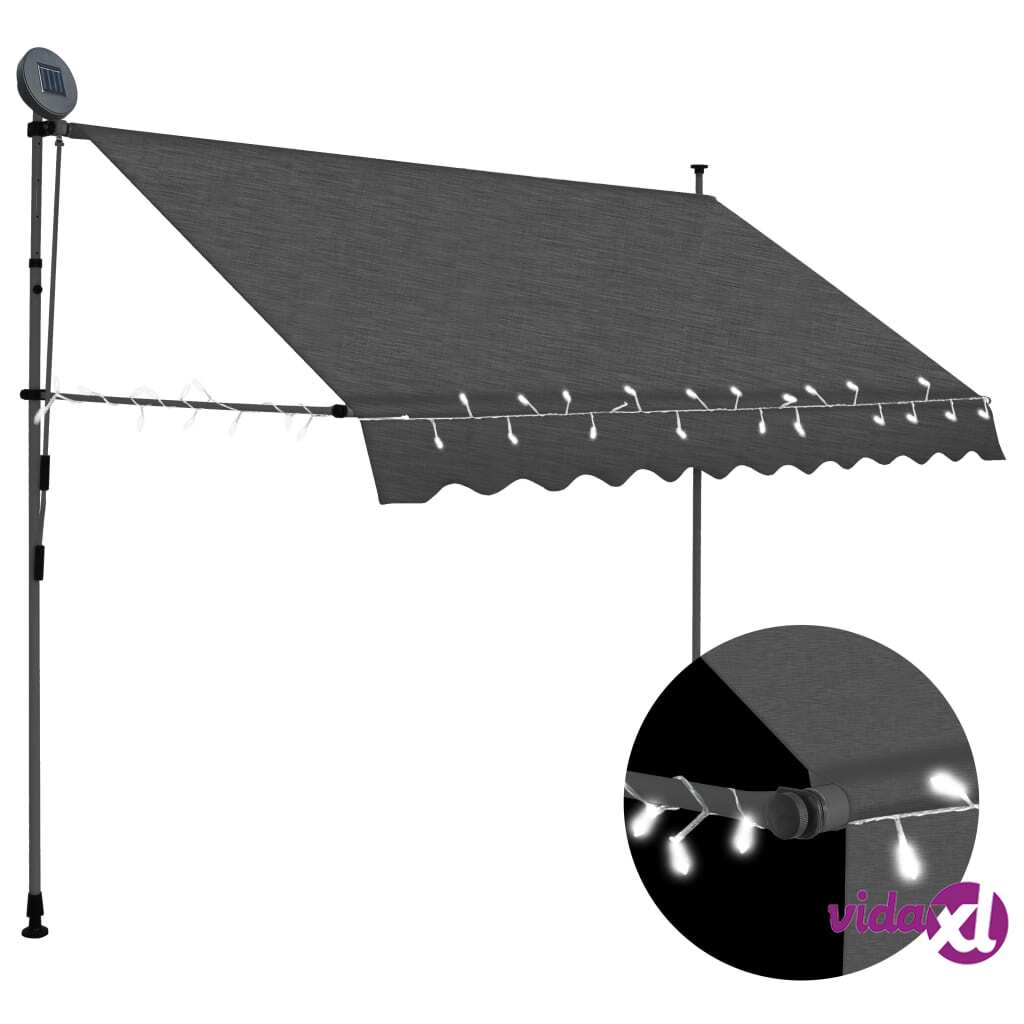 vidaXL Manual Retractable Awning with LED 250 cm Anthracite