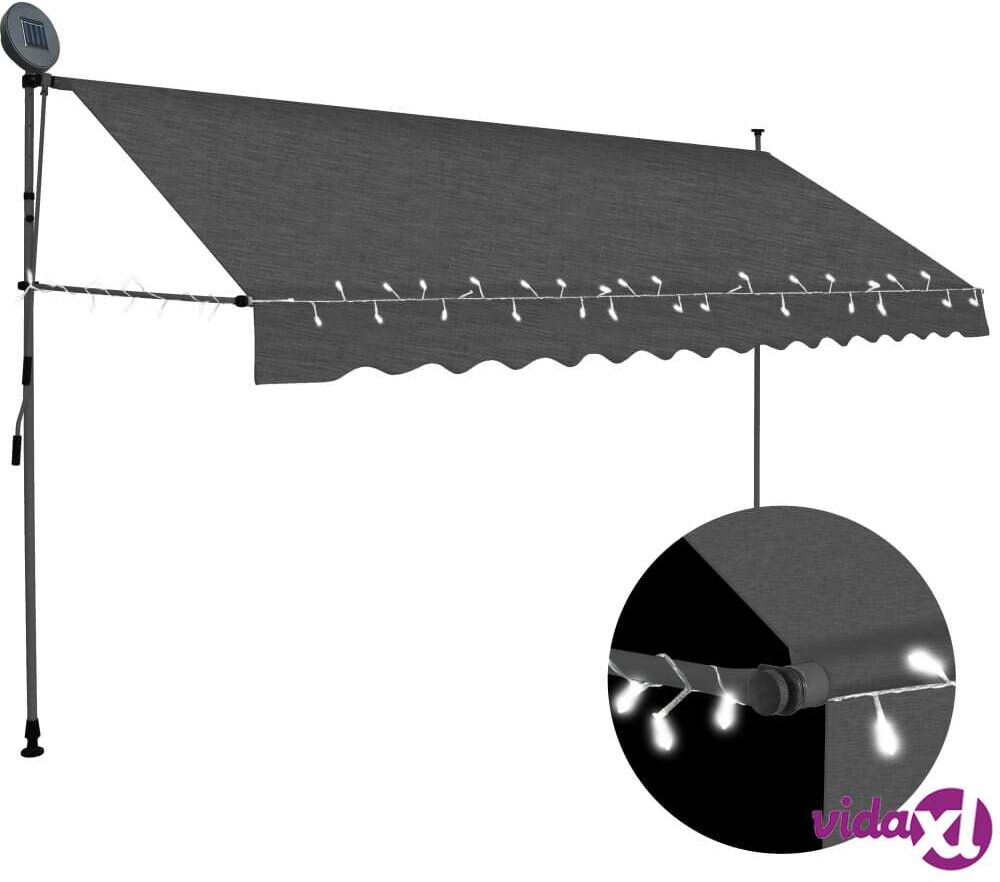 vidaXL Manual Retractable Awning with LED 350 cm Anthracite