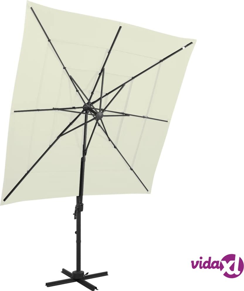 vidaXL 4-Tier Parasol with Aluminium Pole Sand 250x250 cm