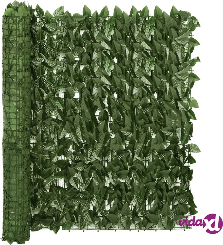 vidaXL Balcony Screen with Dark Green Leaves 500x100 cm