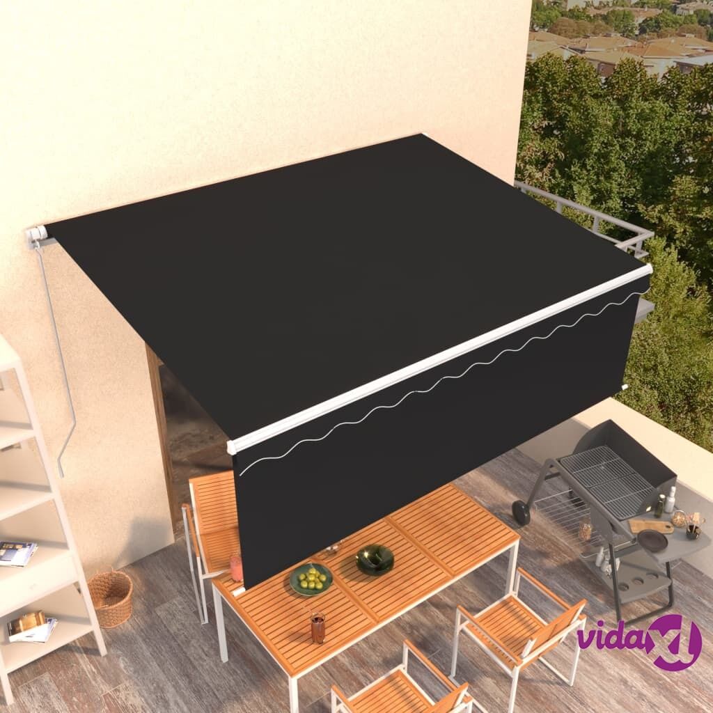 vidaXL Manual Retractable Awning with Blind 4.5x3m Anthracite