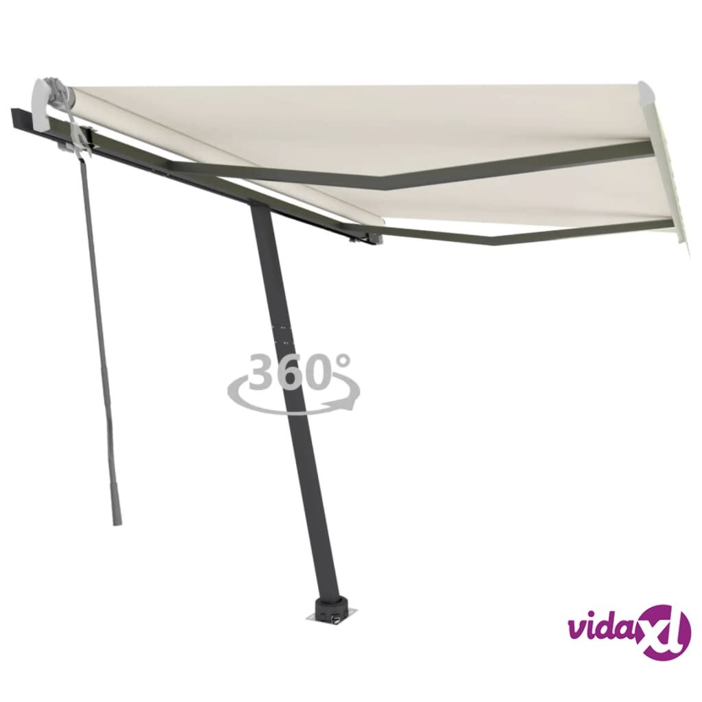 vidaXL Freestanding Manual Retractable Awning 300x250 cm Cream