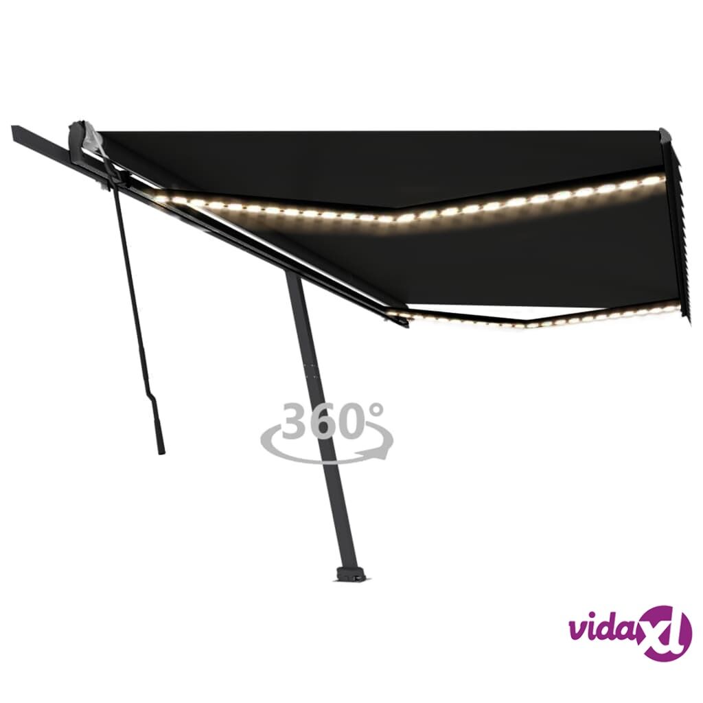 vidaXL Manual Retractable Awning with LED 500x300 cm Anthracite