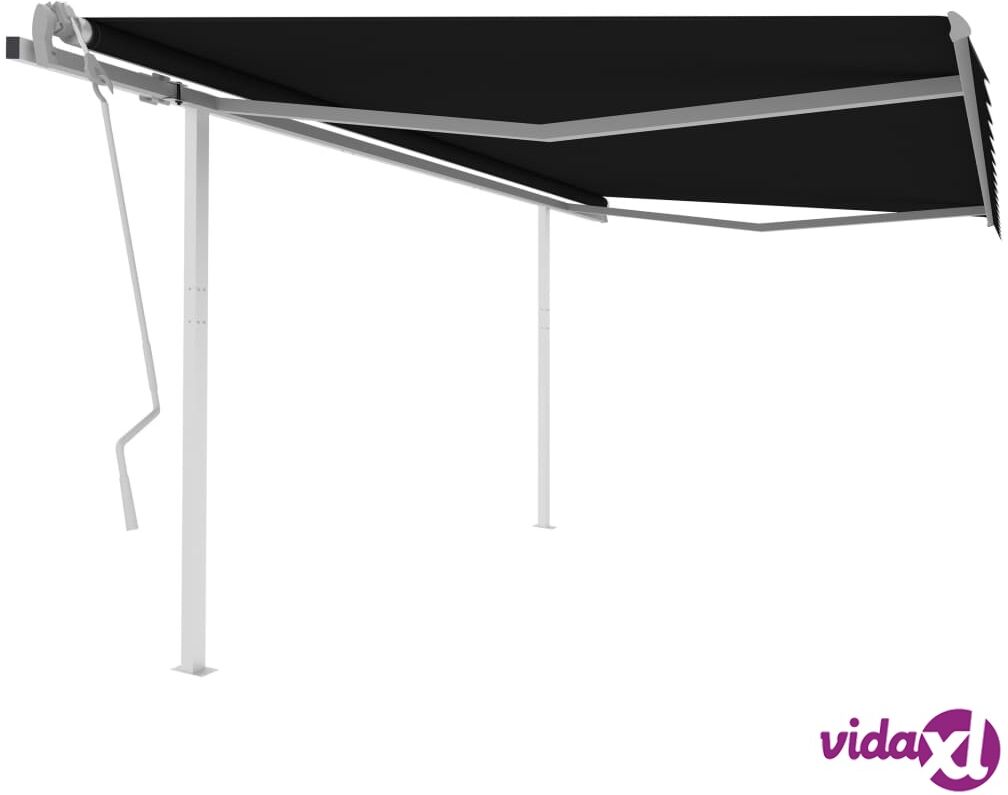 vidaXL Manual Retractable Awning with Posts 4x3 m Anthracite