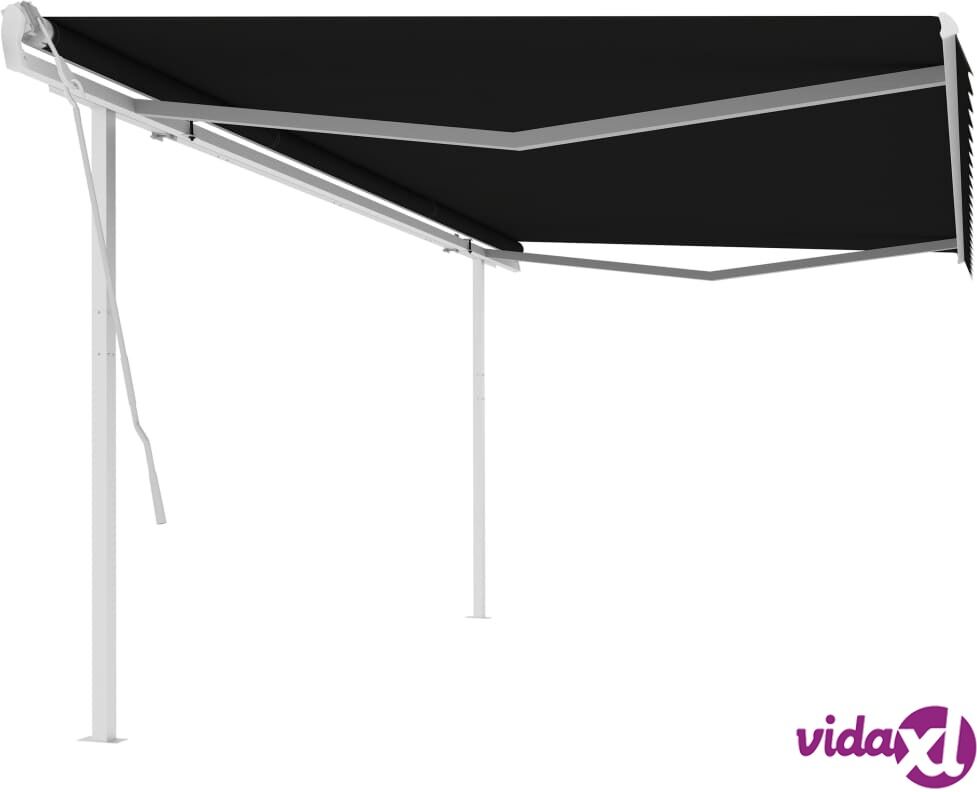 vidaXL Manual Retractable Awning with Posts 5x3 m Anthracite