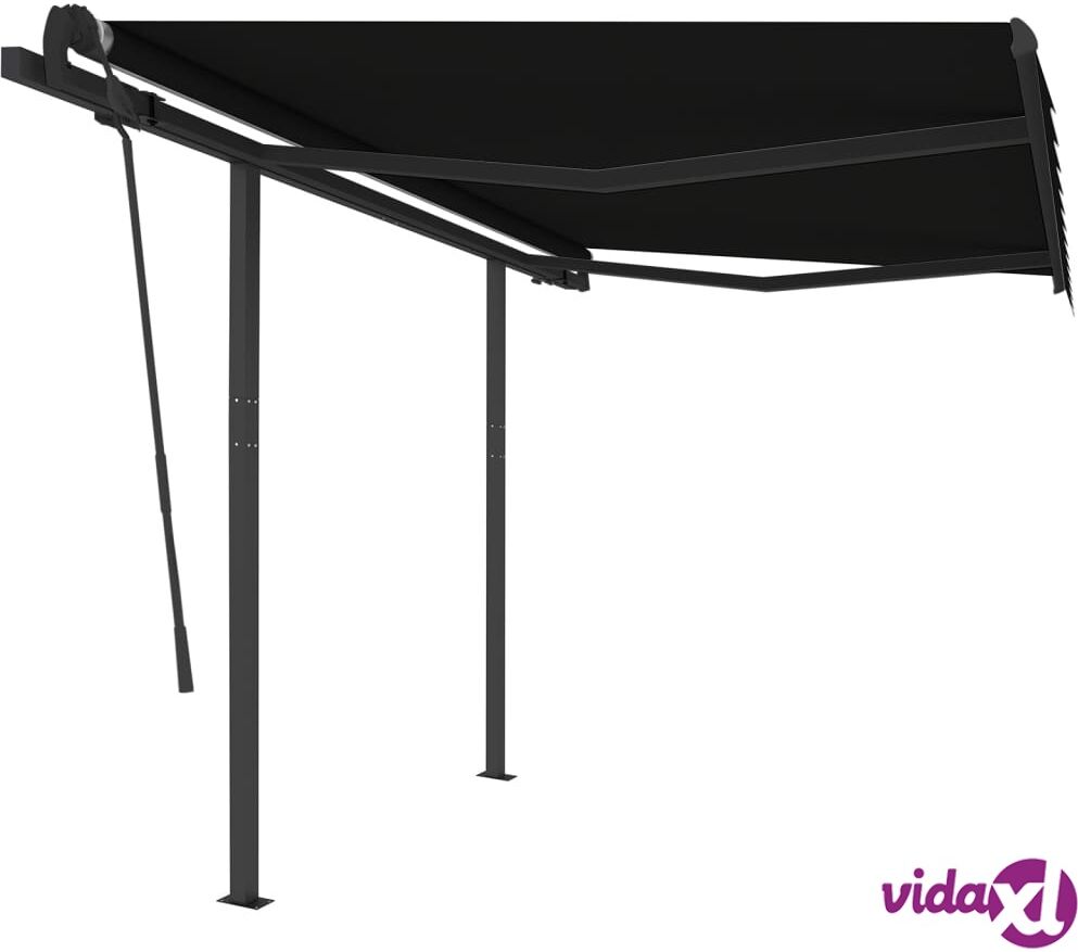 vidaXL Manual Retractable Awning with Posts 3x2.5 m Anthracite