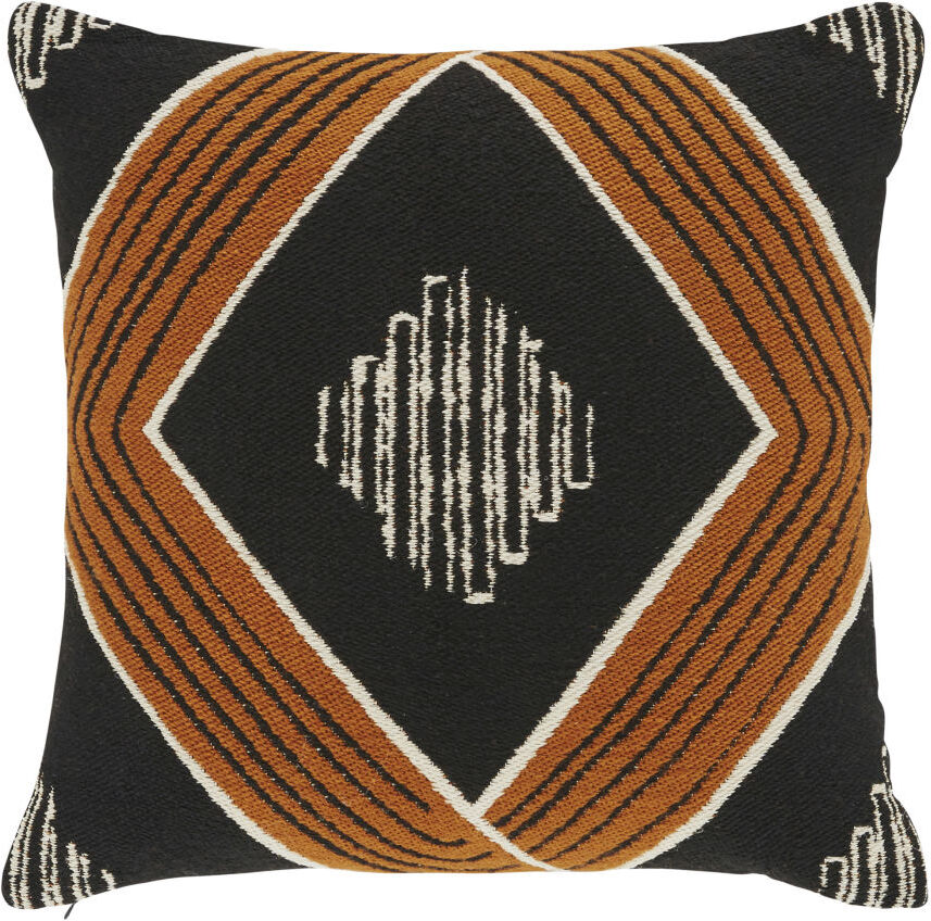 Maisons du Monde Coussin tissé jacquard écru, marron et noir 45x45