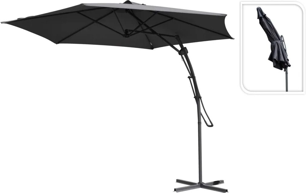 ProGarden Parasol suspendu Gris foncé 300 cm