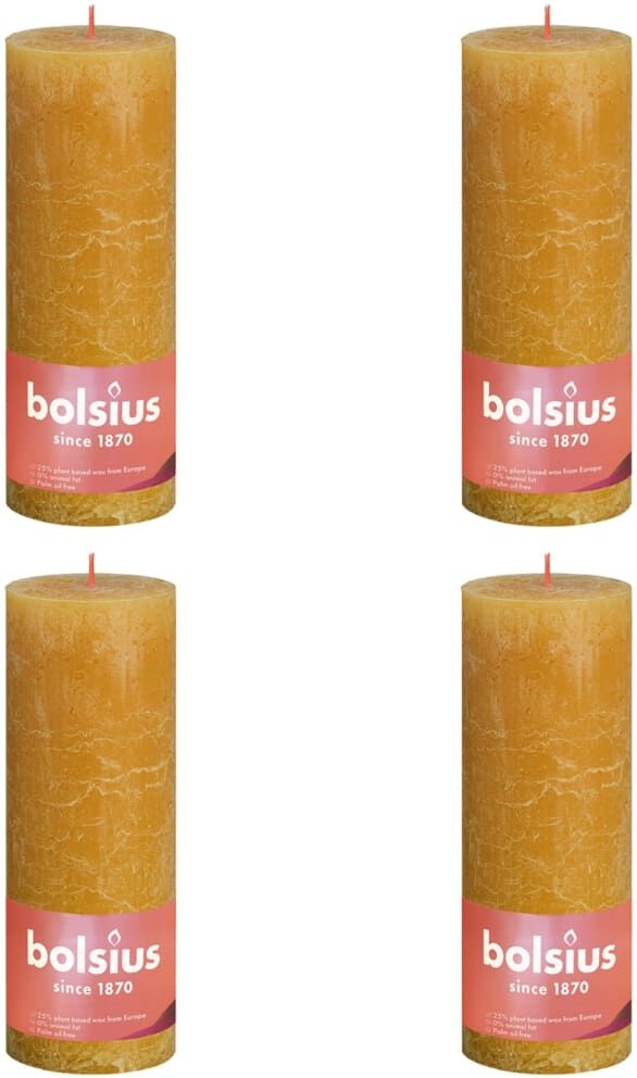 Bolsius Bougies pilier rustiques 4 pcs 190x68 mm Jaune nid d'abeilles