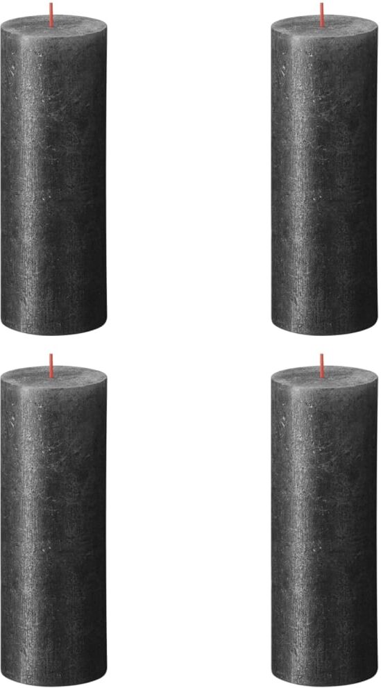 Bolsius Bougies pilier rustiques Shimmer 4 pcs 190x68 mm Anthracite