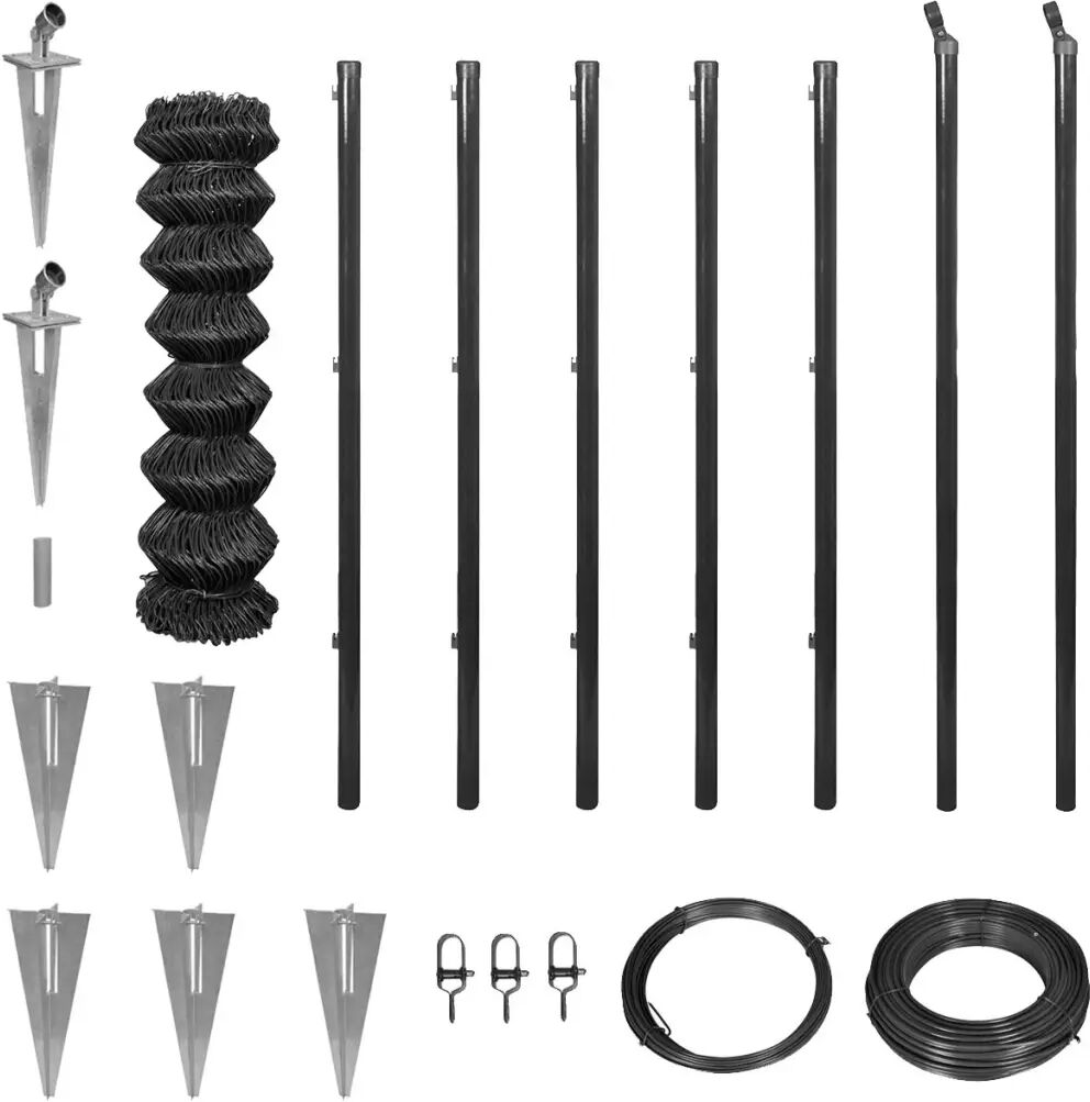 vidaXL Clôture à mailles et pointes d'ancrage 0,8 x 15 m Gris