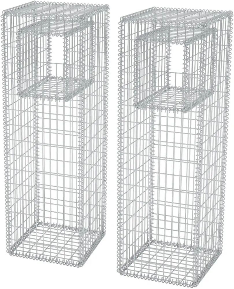 vidaXL Jardinière/Poteau de panier de gabion 2 pcs Acier 50x50x160 cm