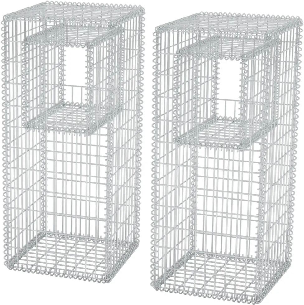 vidaXL Jardinière/Poteau de panier gabion 2 pcs Acier 50x50x120 cm