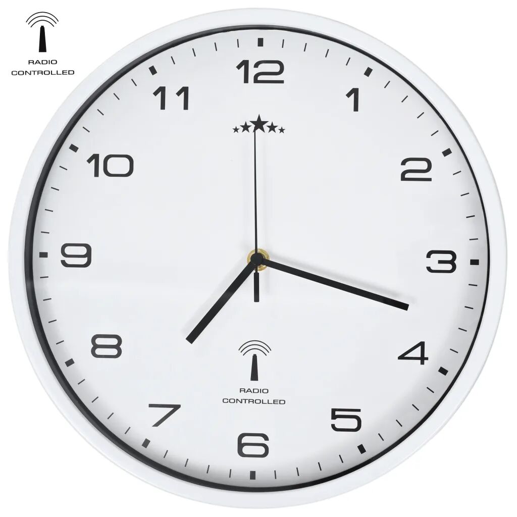 vidaXL Horloge murale radioguidée avec mouvement à quartz 31 cm Blanc