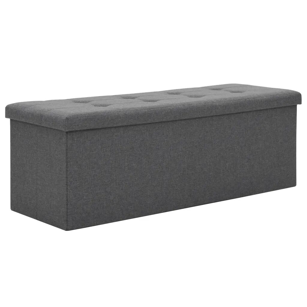 vidaXL Banc de rangement pliable Faux lin 110 x 38 x 38 cm Gris foncé