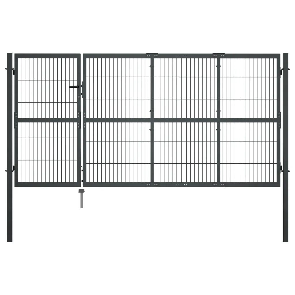 vidaXL Portillon avec poteaux Acier 350 x 120 cm Anthracite