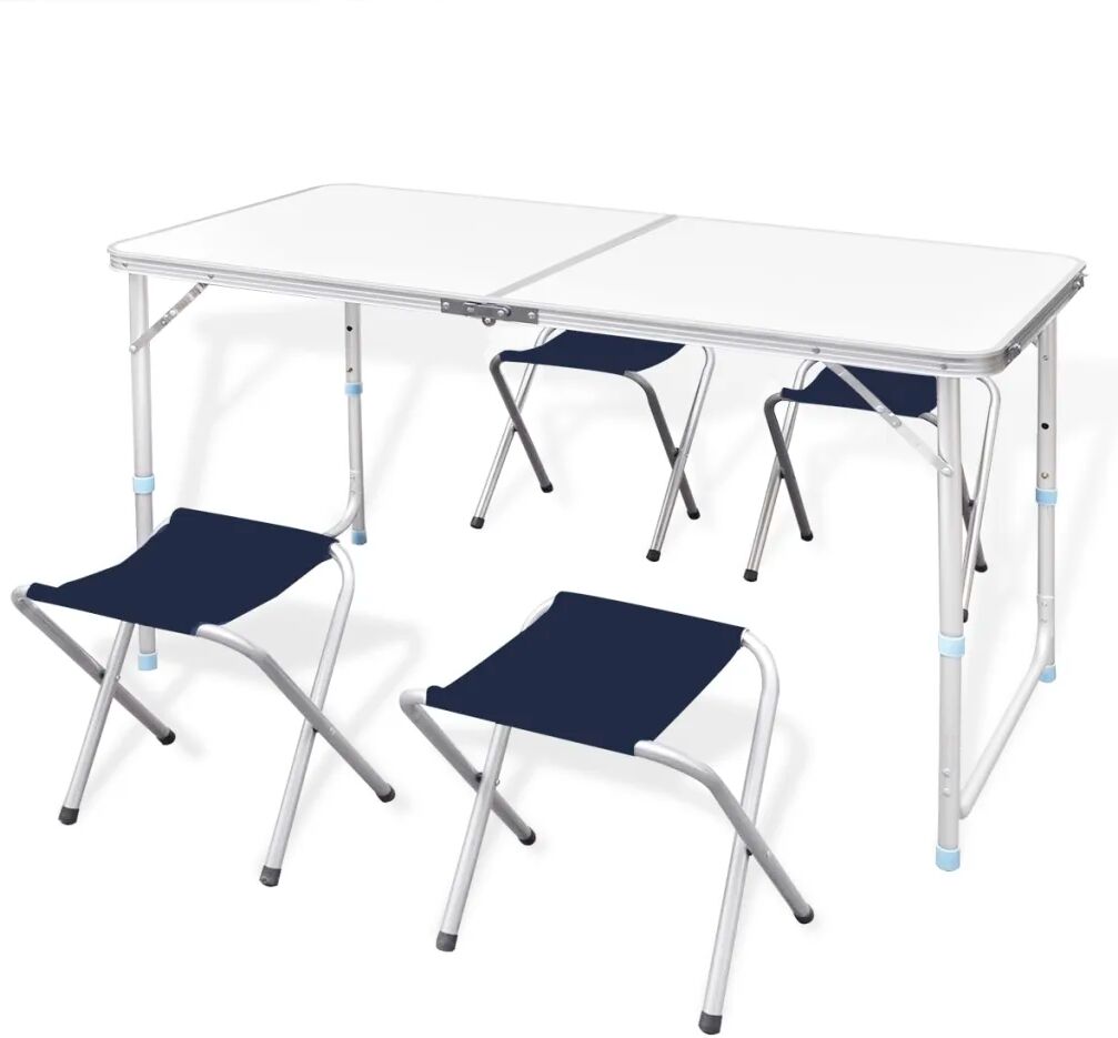 vidaXL Jeu de table pliable de camping et 4 tabourets 120x60 cm