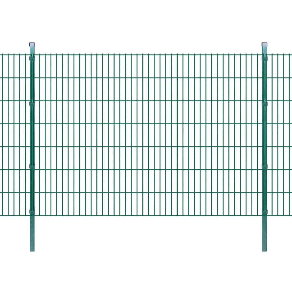 vidaXL Panneau de clôture 2D jardin avec poteaux 2008x1430mm 2m Vert