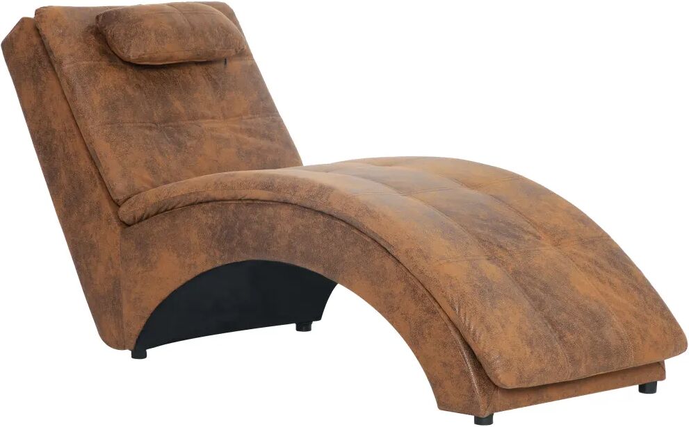 vidaXL Chaise longue avec oreiller Marron Similicuir daim