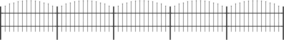 vidaXL Clôture de jardin à dessus en lance Acier (0,75-1)x8,5 m Noir