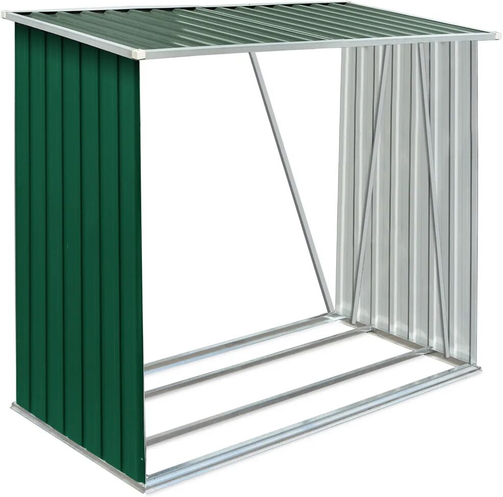 vidaXL Abri de stockage de bois Acier galvanisé 163x83x154 cm Vert