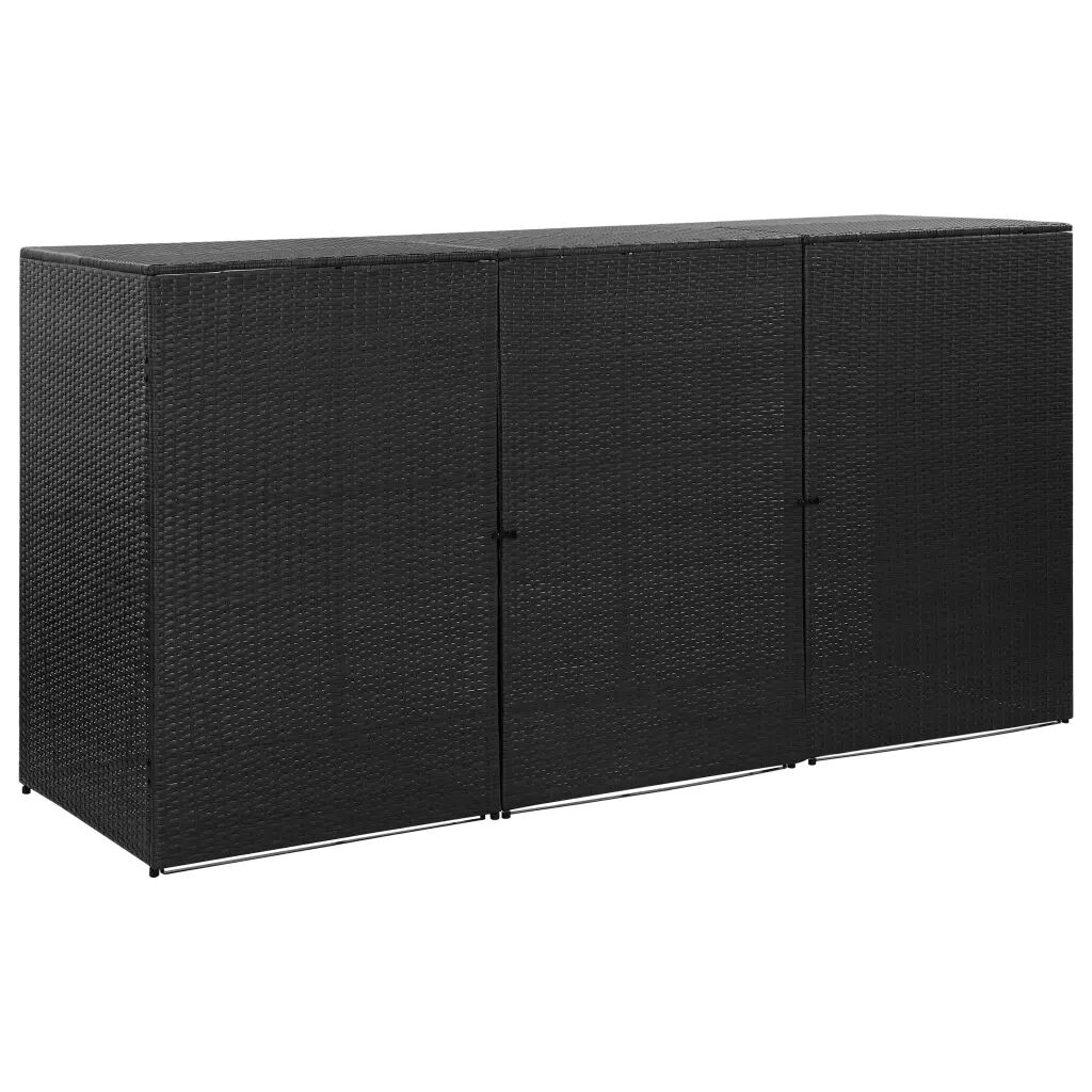 vidaXL Abri pour poubelle triple Noir 229x78x120 cm Résine tressée