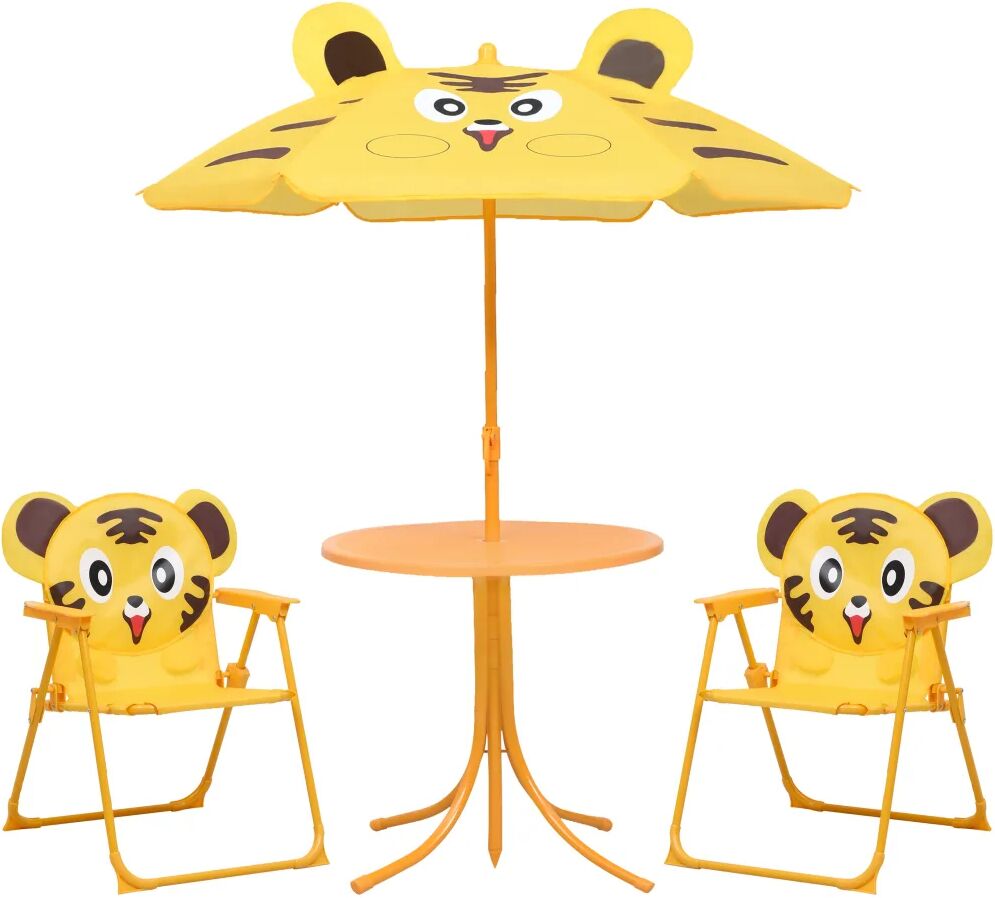 vidaXL Jeu de bistro avec parasol pour enfants 3 pcs Jaune