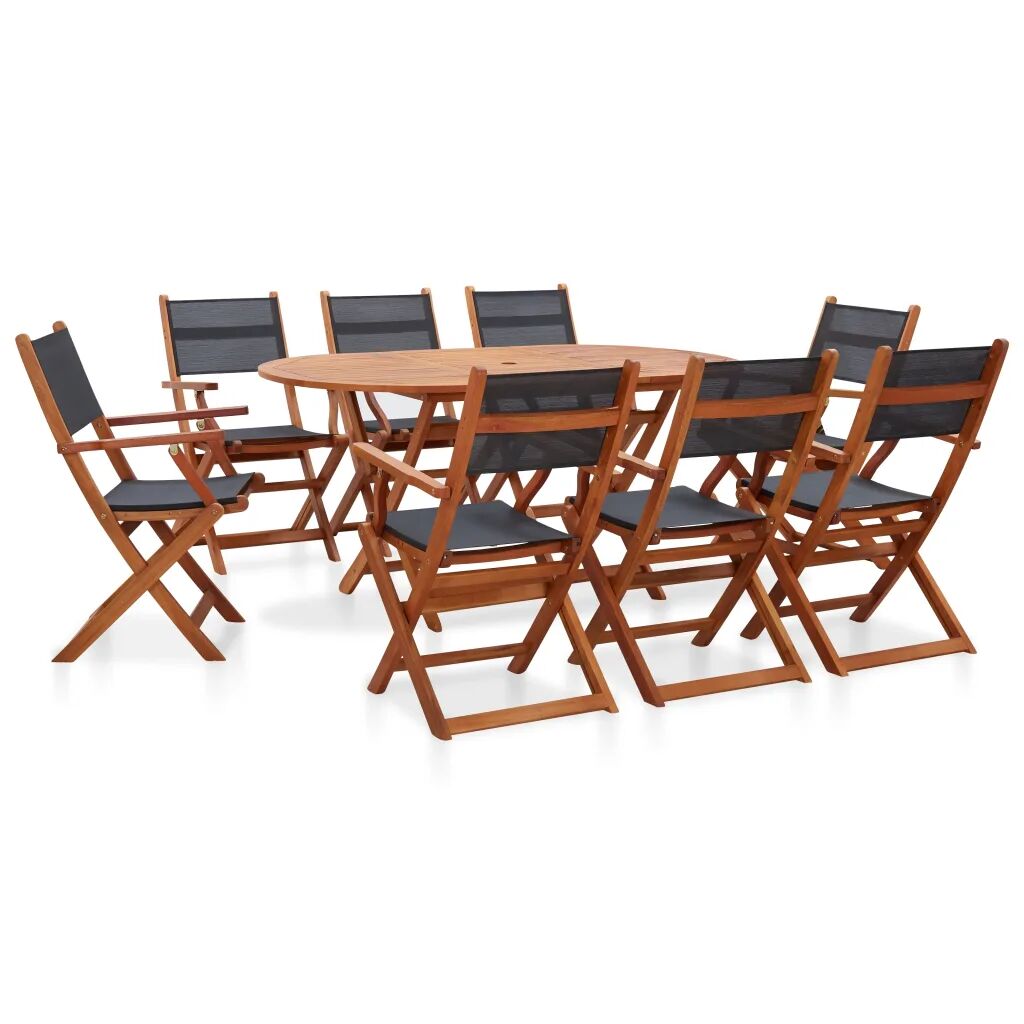 vidaXL Mobilier à dîner de jardin 9 pcs Bois d'eucalyptus et textilène