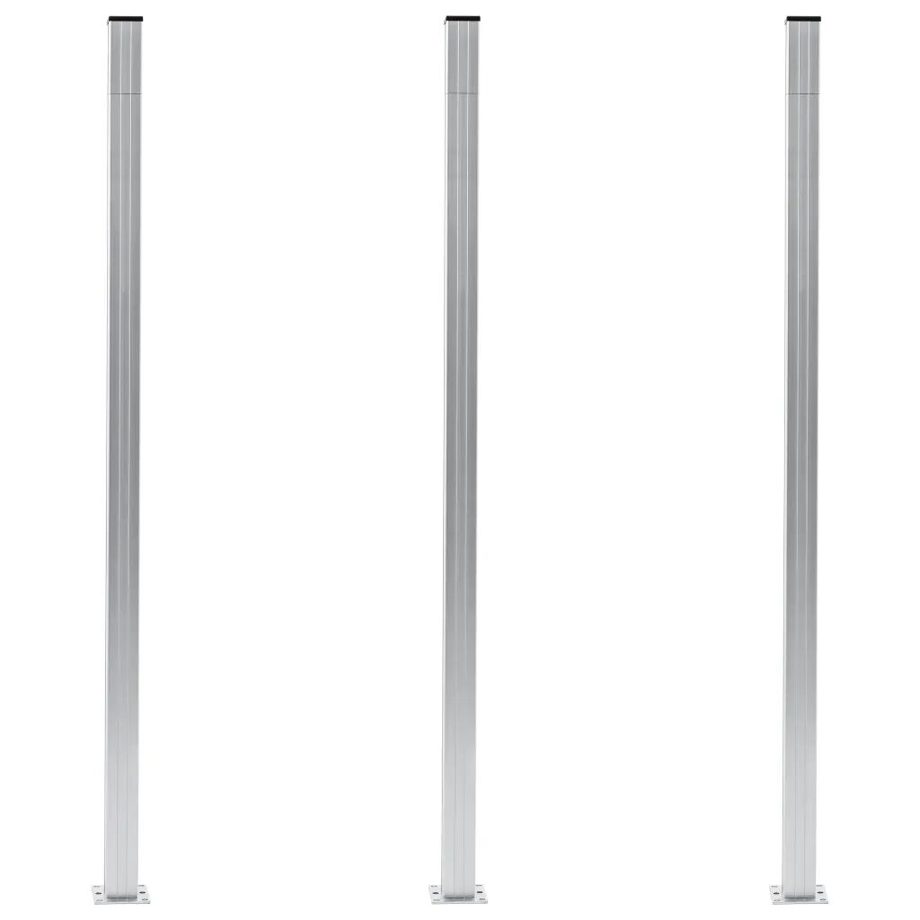 vidaXL Poteaux de clôture 3 pcs Aluminium 185 cm