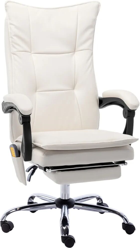 vidaXL Chaise de bureau de massage Crème Similicuir