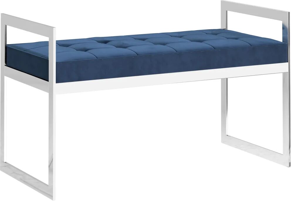 vidaXL Banc 97 cm Bleu Velours et acier inoxydable