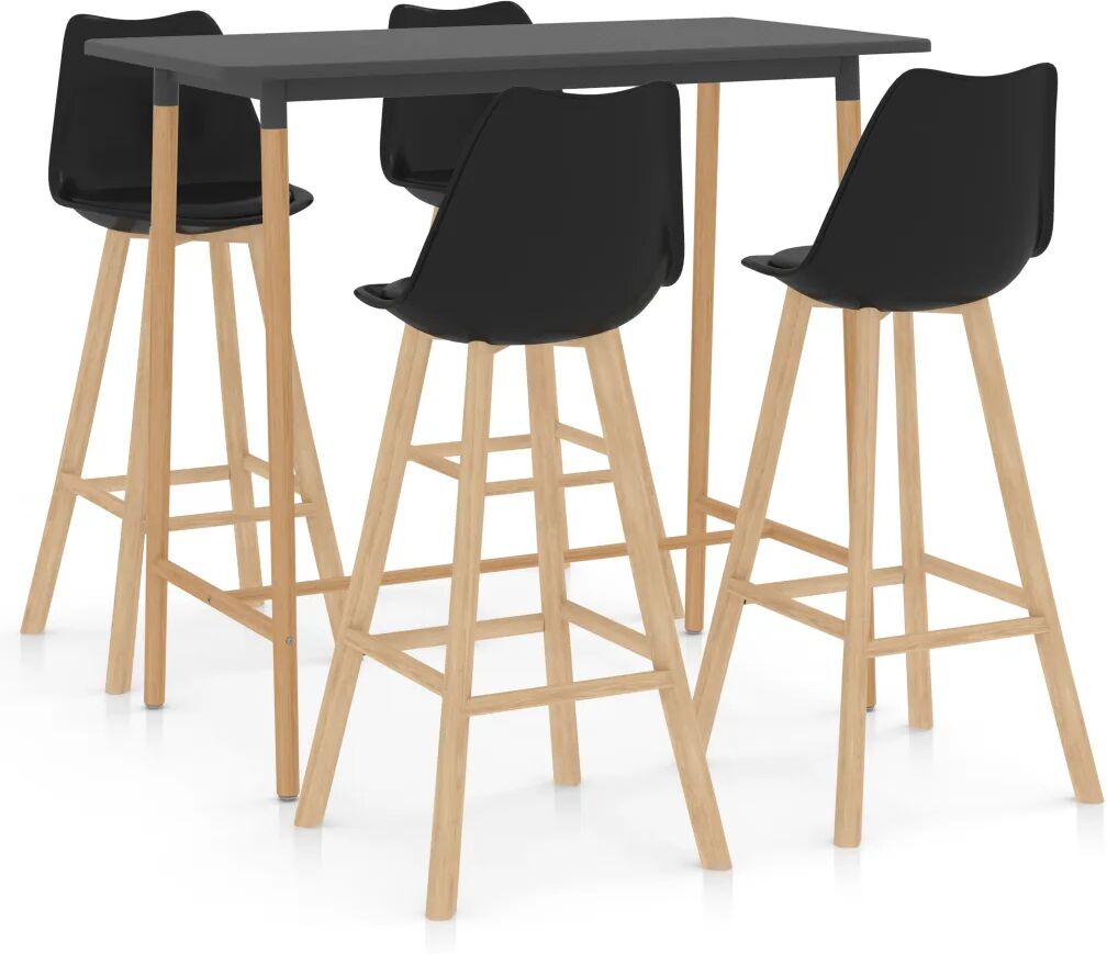 vidaXL Ensemble de bar 5 pcs Noir