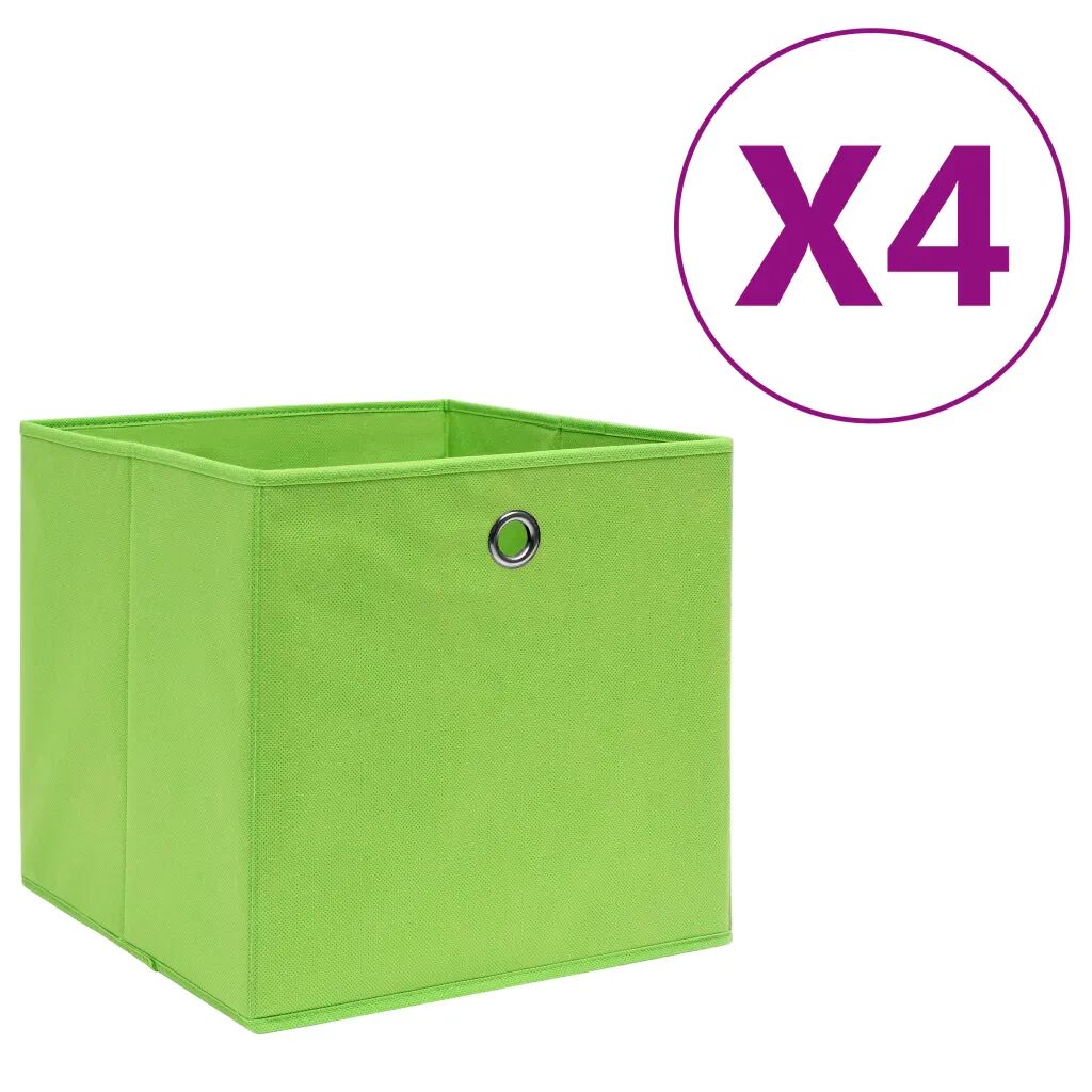 vidaXL Boîtes de rangement 4 pcs Tissu intissé 28x28x28 cm Vert