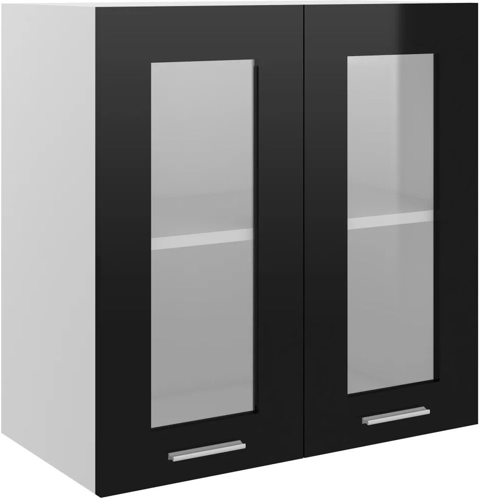 vidaXL Armoire en verre suspendue Noir brillant 60x31x60 cm Aggloméré