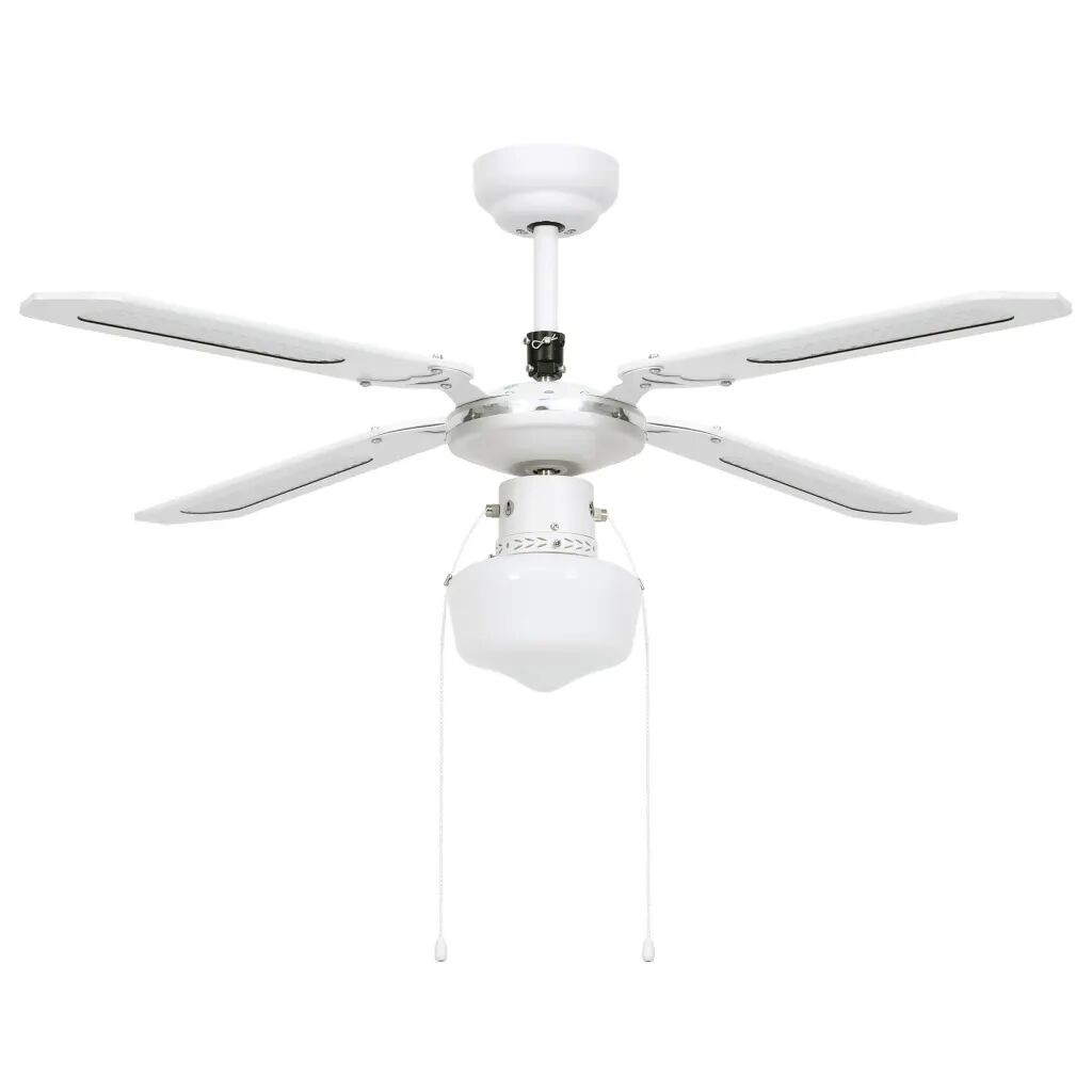 vidaXL Ventilateur de plafond avec lampe 106 cm Blanc