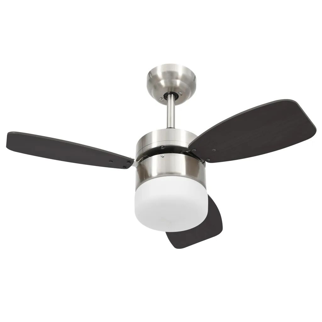 vidaXL Ventilateur de plafond lampe et télécommande 76 cm Marron foncé