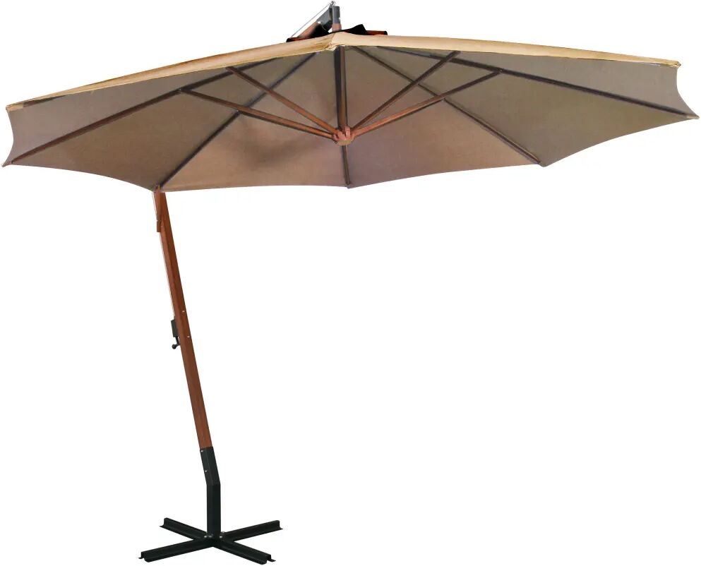 vidaXL Parasol suspendu avec mât Taupe 3,5x2,9 m Bois de sapin massif