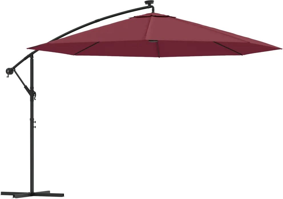 vidaXL Parasol déporté avec lumières LED Rouge bordeaux 350 cm