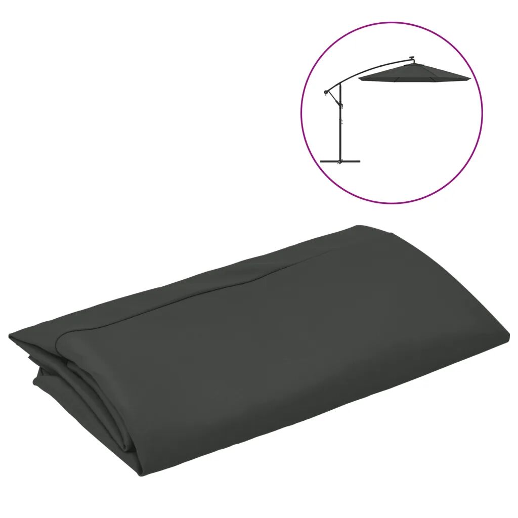 vidaXL Tissu de remplacement pour parasol déporté Anthracite 300 cm