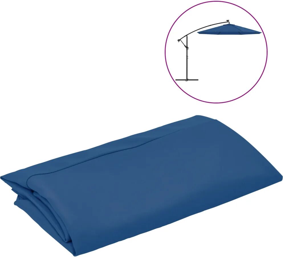 vidaXL Tissu de remplacement pour parasol déporté Bleu azuré 300 cm